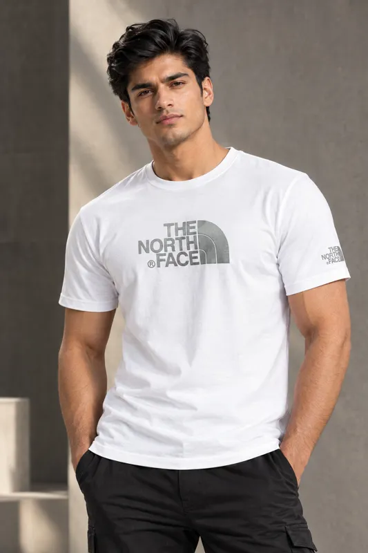 PTS02 White Color The Notrh Face Imported China Fabric Premium Tshirt